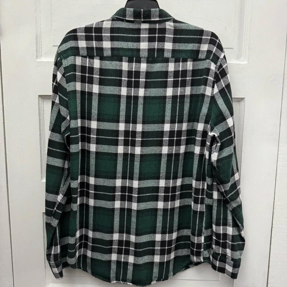 Plaid Flannel Button Up Shirt Jachs MFG Co Men L Green Black - Picture 5 of 9